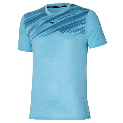 Camisa Mizuno Core Estampados Tee Hombre - Azules - Chile M879UVSDAQ